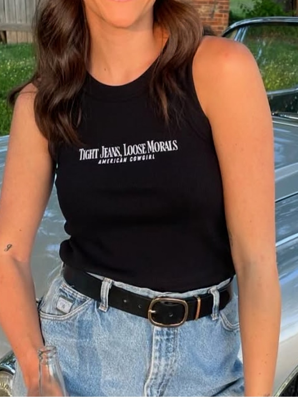 American Girl Black Graphic Tank - Tight Jeans, Loose Morals